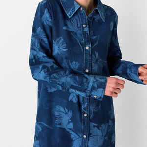 Vestido camisero de manga larga con botones, diseño personalizado OEM, estampado de moda, vestidos de mezclilla para mujer de algodón de alta calidad - Product Image 2