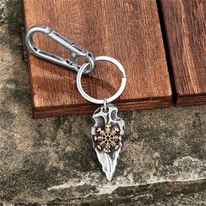 Porte-clés de style viking nordique en acier inoxydable avec pendentif flocon de neige, accessoire en cuir pour homme, cadeau, breloque - Product Image 2