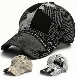 <b>Hats</b> Men and Women Spring <b>Summer</b> Fashion Retro Newspaper Baseball Cap Korean Outdoor Sports Sun Protection Cap - Product Image 1