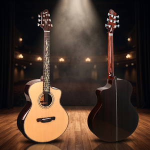 Guitarra de Fábrica de Alta Calidad de 40 Pulgadas con Tapa de Pícea Maciza, Cuerdas de Guitarra Acústica con Amplificador - Product Image 1