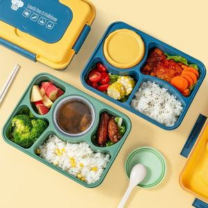 Fiambrera <span class=keywords><strong>Rectangular</strong></span> Multi Grid de 1600ml con palillos y cucharas Fiambrera para niños Fiambrera segura para microondas Contenedor de alimentos - Product Image 6