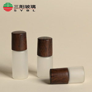 Botella de Perfume Roll-on de Vidrio Transparente Esmerilado de 1ml, 2ml, 3ml, Recargable, para Aceites Esenciales, Líquidos Cosméticos, Muestra, Tapa de Madera Oscura - Product Image 2