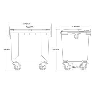 Contenedor de Basura con Ruedas y Pedal de 1100L, de Plástico PP para Exteriores, para Hogar, Hotel, Baño, Cocina, Almacenamiento y Reciclaje - Product Image 6