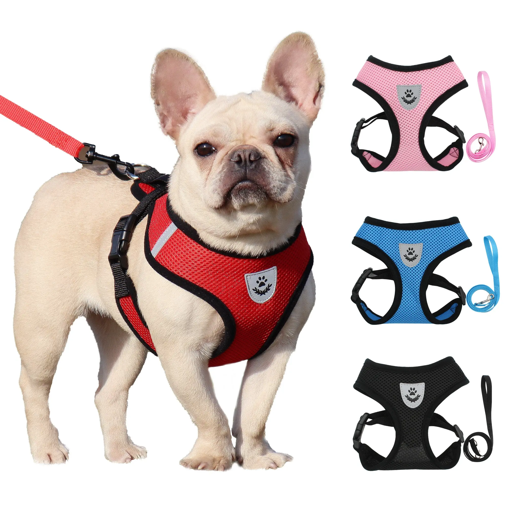 Stock pet harnesses products supplies Breathable Mesh Dog & Cat Chest Harness Puppy Chest Reflective Pet Leash for Outdoor Pet