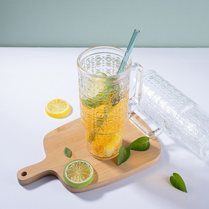 Vaso de vidrio transparente de 500ml con asa para zumo de frutas, <span class=keywords><strong>cerveza</strong></span>, fiestas y bares, venta al por mayor - Product Image 6
