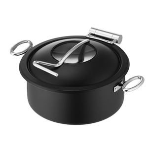 Juego de buffet de calentador de comida de plato de frotamiento negro redondo 4 L Chafer de acero inoxidable no eléctrico para restaurante Hotel Catering Party - Product Image 2