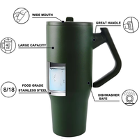 Gobelet isotherme en acier inoxydable de grande capacité de 40 oz pour les voyages et les activités de plein air, avec poignée rotative pour boire