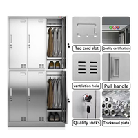 Casier de rangement en acier inoxydable pour employés à 6, 9 ou 12 portes, casiers de vestiaire métalliques, armoire en acier inoxydable