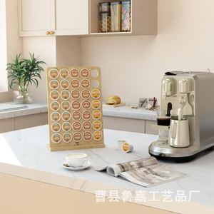 Soporte para cápsulas de café de bambú, estante de almacenamiento de escritorio para 35 cápsulas, para sala de té, color madera natural, gran capacidad - Product Image 3