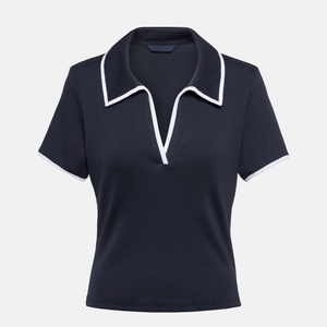 เสื้อโปโลคอวีแบบแห้งเร็ว สไตล์ลำลอง ป้องกันรังสียูวี เหมาะสำหรับกอล์ฟ เทนนิส สไตล์ Old Money สำหรับสุภาพสตรี - Product Image 4