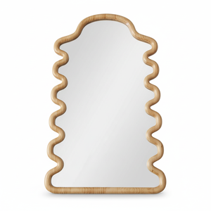 Modern Natural Wood Wall <strong>Mirror</strong> Decor Arched Wave Frame <strong>Pine</strong> Wood Wall <strong>Mirror</strong> Decor Hallway Wood Wall <strong>Mirror</strong> for Home Decorative - Product Image 2