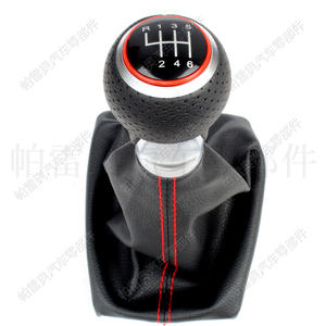 Pareo – pommeau de levier de vitesse en cuir, 6 vitesses, coutures rouges, pour Volkswagen Audi A4 B6 2002 – 2009, conception ergonomique - Product Image 1