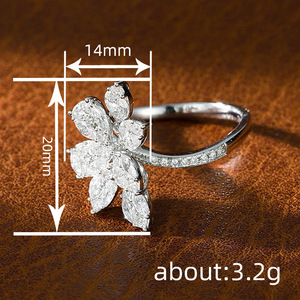 Elegante anello floreale con fiocco di neve per donna, gioielli unici alla moda - Product Image 3
