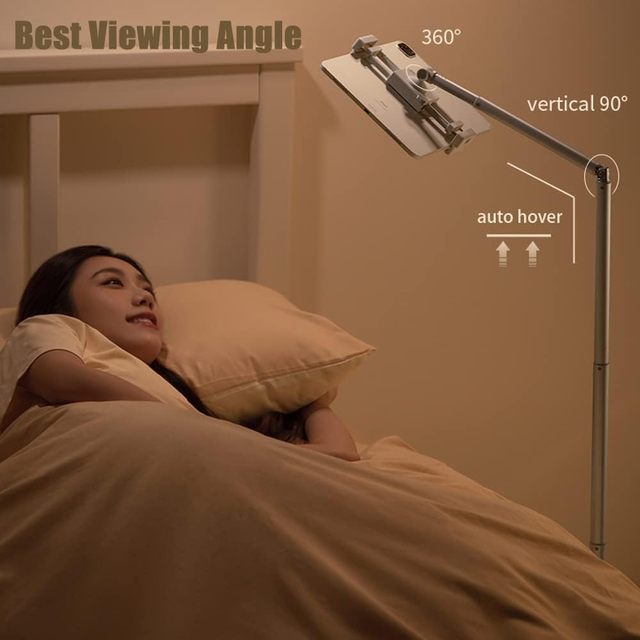 DUCSUAL Smart Phone Stand Tablet Floor Holder ABS+Aluminum Alloy+Zinc Alloy Flexible for Bed Desk Use Black/White 4-11 Inch