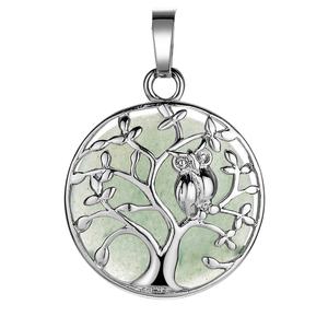 Hot Sale 30MM Natural Crystal Stone Pendant <strong>Owl</strong> Tree of Life <strong>Necklace</strong> 0wl Pendant Jewelry for Women's Gift Gemstone Gift Jewelry - Product Image 1