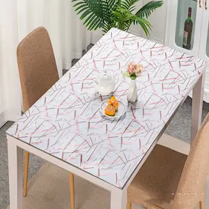 Hot Sale Contracted Design PVC Tablecloth Plastic Table Cloth Durable Semi Transparent Table Cover