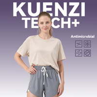 T-shirt pour femme en tissu Kuenzi double face en lin, élasthanne et lyocell, anti-boulochage, anti-rétrécissement, antibactérien, anti-plis, 200 GSM