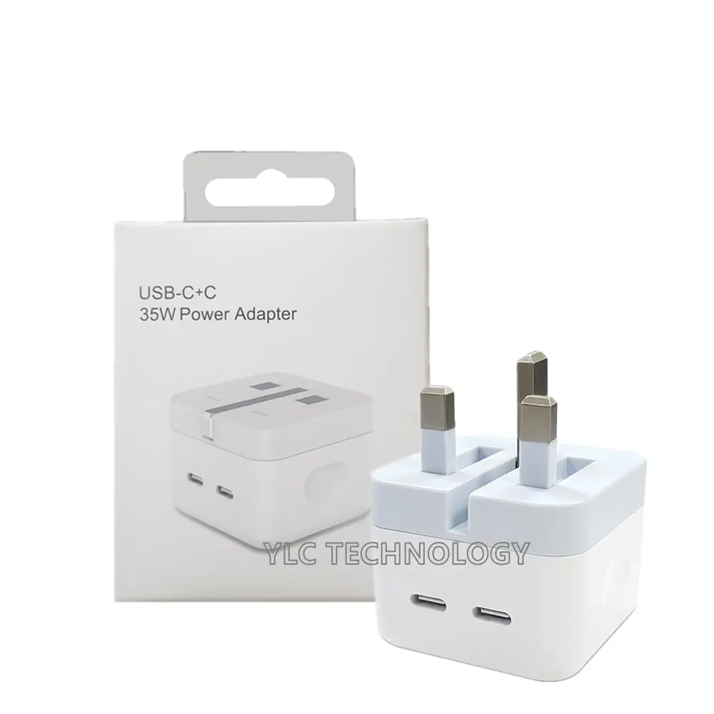 foldable 35w usb c charger uk 3 pin wall charger dual type-c ports pd charger for iphone 12 13 14 pro max