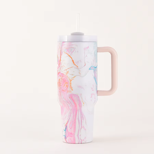 थोक बड़ी क्षमता की छूट इन्सुलेटेड 40 औंस संगमरमर एयर ट्रांसफर मुद्रित ठंडे पर्यावरण के अनुकूल 18/8 स्टेनलेस स्टील टंबलर - Product Image 6