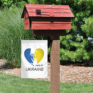 Produit promotionnel Offre Spéciale drapeaux de jardin 30x45cm drapeau de jardin personnalisé Double face en lin, colombe de la paix ukrainien - Product Image 5