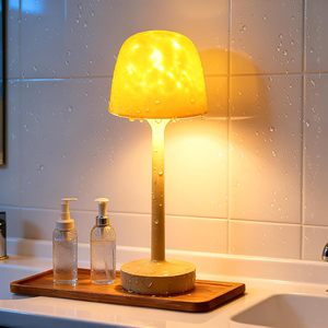 Lampe de douche LED étanche, projecteur d'ondes océaniques, commande tactile et télécommande, lampe de <span class=keywords><strong>table</strong></span> rechargeable sans fil pour salle de bain et chambre à coucher - Product Image 1