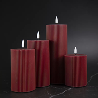 Bougies LED sans flamme à rayures verticales en cire de paraffine, à piles, effet 3D, pour décoration intérieure, Noël, Nouvel An
