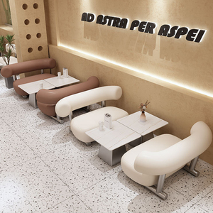 Ensemble de meubles de restaurant moderne en bois massif : canapé, fauteuils de <span class=keywords><strong>salon</strong></span>, tables et chaises de salle à manger pour la maison, le bar, l'hôtel, l'école - Product Image 4