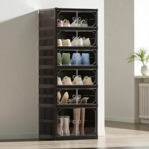 Black Portable Plastic Shoe Cabinet One-Piece Easily Installed Plastic Shoe Cabinet Custom Logo Plastic Shoe Cabinet - Product Image 1