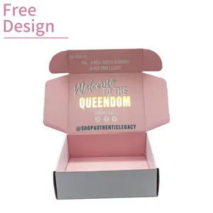 사용자 정의 핑크 골판지 배송 상자 의류 포장 로고, 원피스 천 우편물 상자에 대한 란제리 속옷 상자