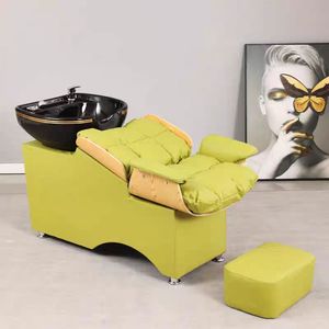 Fauteuil de lavage moderne pour salon de beauté commercial avec bac en céramique profond, cadre métallique, unité de lavage de cheveux pour salon de coiffure - Product Image 6