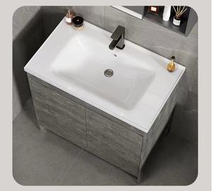 Mueble <span class=keywords><strong>De</strong></span> Tocador Estrecho con Encimera, Mueble <span class=keywords><strong>De</strong></span> Baño con LED y <span class=keywords><strong>Espejo</strong></span>, Diseño Sencillo con Lavabo y Gabinete <span class=keywords><strong>De</strong></span> PVC - Product Image 3