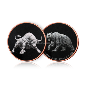 Moneda Conmemorativa Personalizada <span class=keywords><strong>de</strong></span> Cobre Fino .999 <span class=keywords><strong>de</strong></span> 1 Onza Troy, Diseño Toro y Oso - Product Image 3