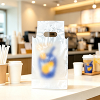 Sacs en plastique transparents personnalisés avec poignée découpée pour vente en gros – Idéaux pour thé au lait, café, jus et boissons à emporter