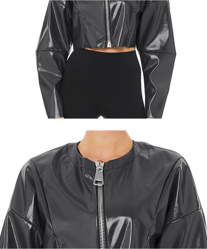 Décontracté Noir Utilitaire Étanche Coupe-Vent Softshell PU Faux Cuir Veste femme