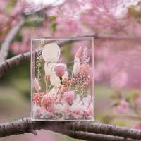 Boîte de présentation en acrylique avec couvercle transparent - Cadre polyvalent pour fleurs séchées, idéal pour les créations DIY, centre de table et décoration de cadeaux - Fabriqué en Chine