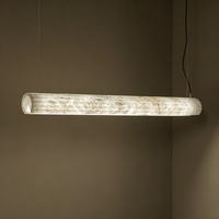Lustre linéaire minimaliste moderne en albâtre, luminaire suspendu décoratif en laiton pour salon, chambre à coucher, salle à manger