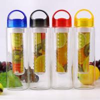 Bouilloire de tasse à boire de grande capacité de 800ml personnalisée bon marché sans Bpa bouteille d'eau en plastique transparente réutilisable d'infuseur de fruits avec la poignée