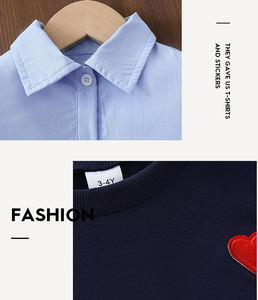 Frühling Herbst Mädchen Kleid Sets Langarm Besticktes Hemd Kleid Strickweste 3-10 Jahre Mädchen Kleidung Set Kinder Outfit - Product Image 3