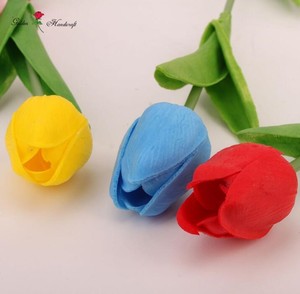 Vintage Wedding Decor Mini <strong>Tulip</strong> PU <strong>Flowers</strong> Real Touch Artificial Single Stem <strong>Blue</strong> <strong>Tulip</strong> for Sale - Product Image 4