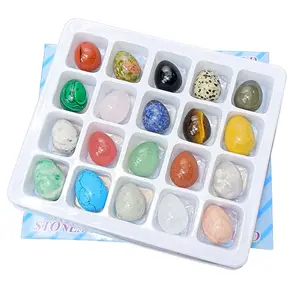 Bola de cristal Fengshui de alta calidad, huevos de piedras preciosas de energía de amatista, conjunto de regalo para vacaciones de Pascua, venta al por mayor