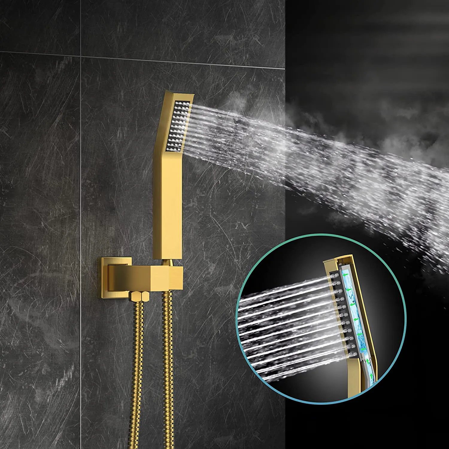 Aquacubic Wall Mounted Gold Complete Hidden Bath Brass Bath And Shower Faucet Set Mixer
