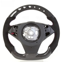 Volant de course personnalisé en fibre de carbone véritable avec LED, adapté aux BMW E60 E61 M5 E63 E64 M6, volant en daim E90 E91 E92