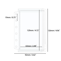 Pochettes pour classeur AXE WOODZ A7, pochette zippée transparente en PP, 6 trous, pochette zippée pour cartes et argent, enveloppe, organiseur/planificateur à feuilles mobiles