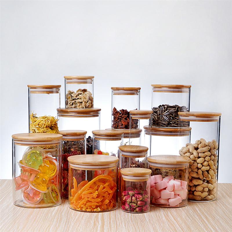 Dabacc - Paquete De 4 Tarros De Vidrio Con Tapas De Bambú Herméticas, Recipientes De Cocina De