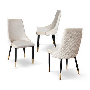 Cinzia <b>Chair</b> Beige Velvet Metal Base Indoor <b>Dining</b> <b>Chair</b> Set Of <b>4</b> - Product Image 2