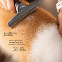 Brosse ergonomique en acier inoxydable pour démêler les poils d'animaux, peigne de toilettage pour chiens et chats, outil de nettoyage, vente en gros