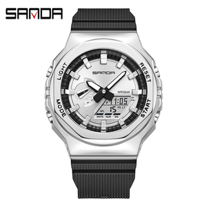 Sanda 3167 Người Đàn Ông Của Đồng Hồ Hợp Thời Trang Đánh giá Hàng Đầu Nhà Máy Bán Hàng Trực Tiếp Phong Cách Hiện Đại Mới Nhất Thiết Kế Gốm Nhựa Sang Trọng Silicone Dây Đeo - Product Image 5