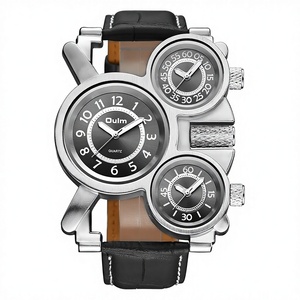 Orologio da uomo OULM Oulai con cassa in lega, all'ingrosso, per il commercio estero, in promozione, al quarzo, multi-fuso orario, con cinturino in pelle, modello 1167, casual, con lancette, impermeabile 10m - Product Image 1