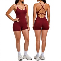 Nouveau justaucorps de yoga une pièce moulant avec coussinets de poitrine, dos nu et bretelles spaghetti, sans couture, pour le commerce transfrontalier