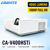 Projecteur laser à courte focale CAAVITS 0.495 4000 lumens 1920x1080 DLP Full HD pour l'éducation, les salles de classe et les projecteurs de salle de réunion